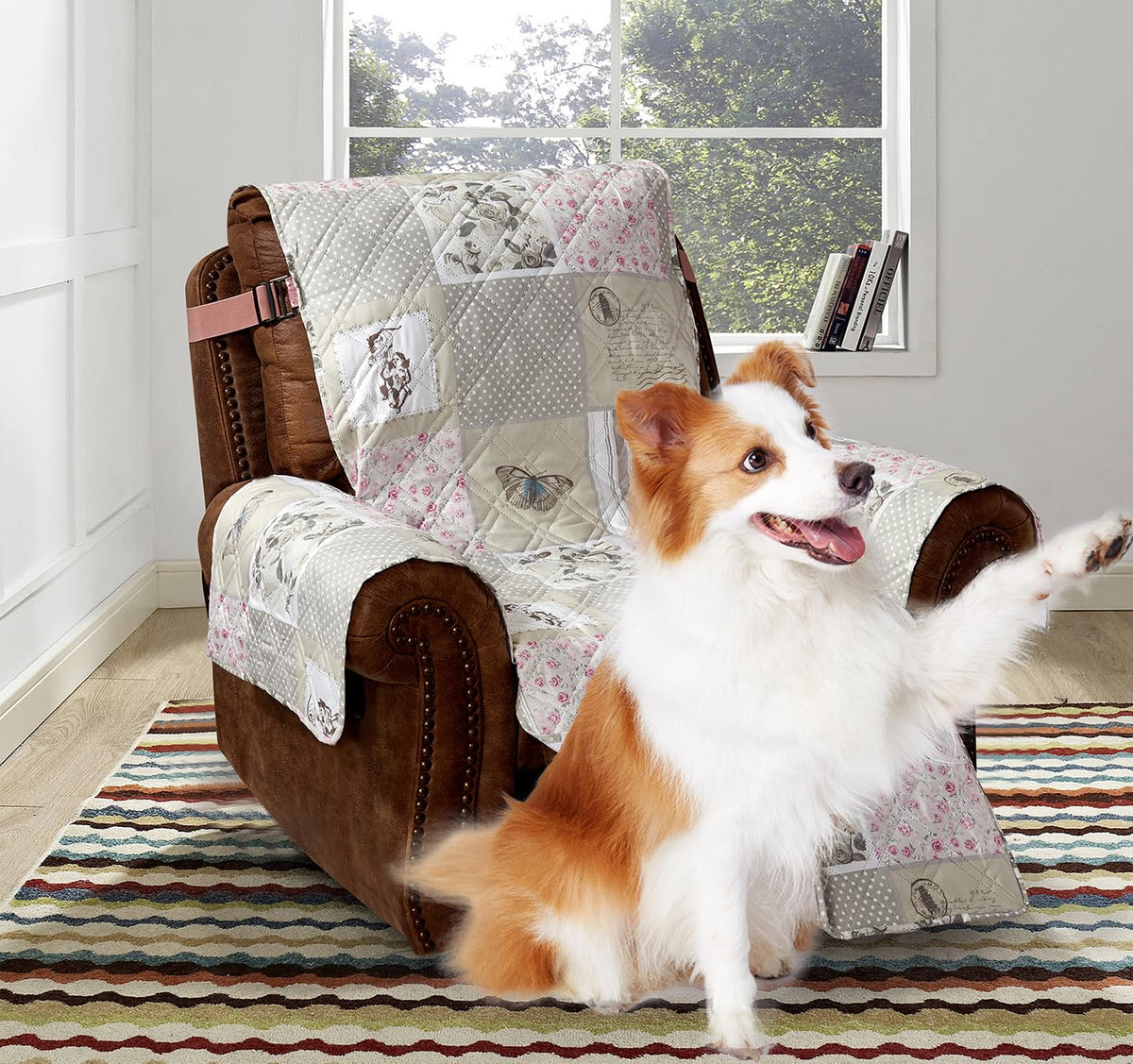 Brilliant Sunshine Blue Toile Couch Loveseat Slip Cover for Dogs