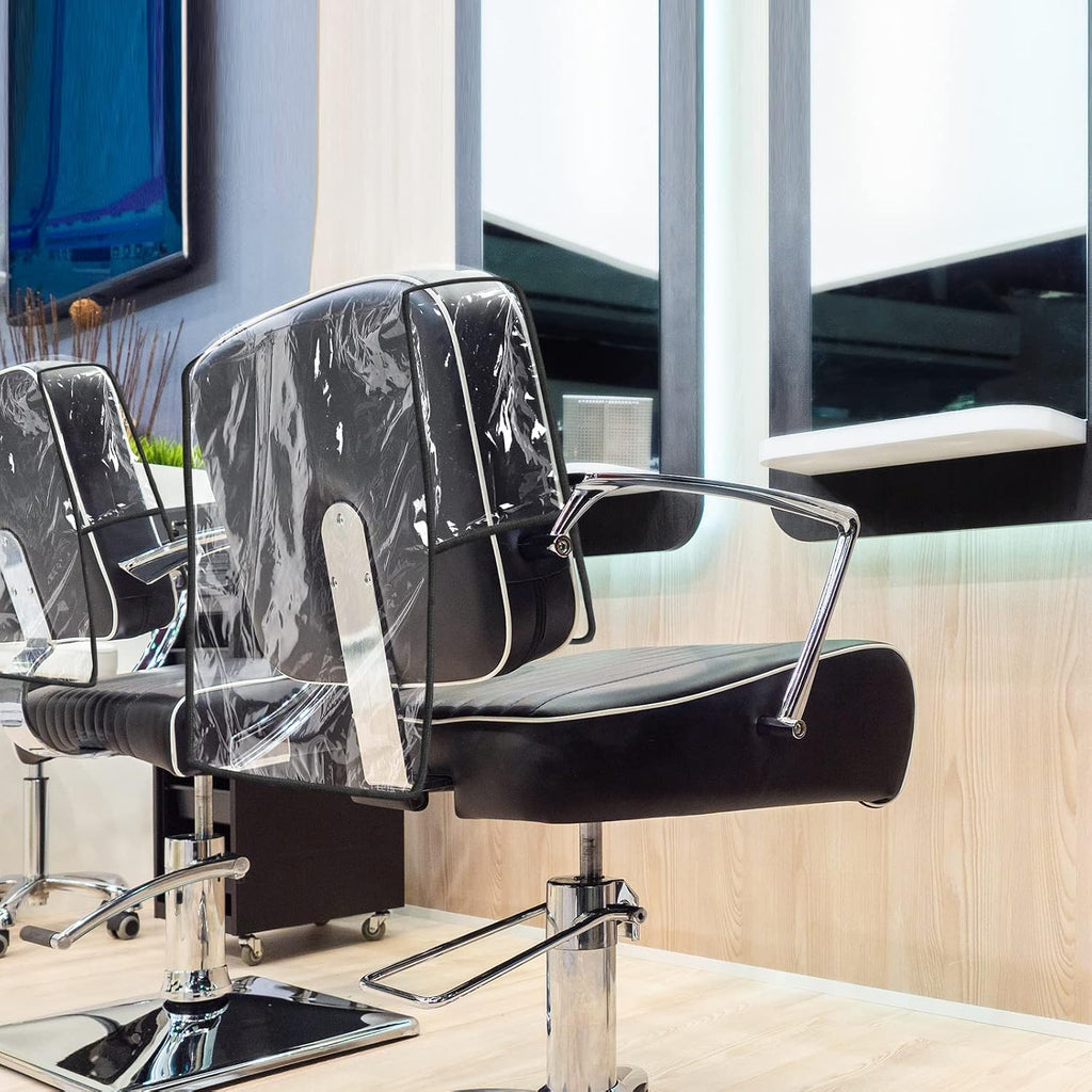 Hoolerry 4 Pcs Salon Chair Cover, Clear Square Chair Protectors, Black Edge