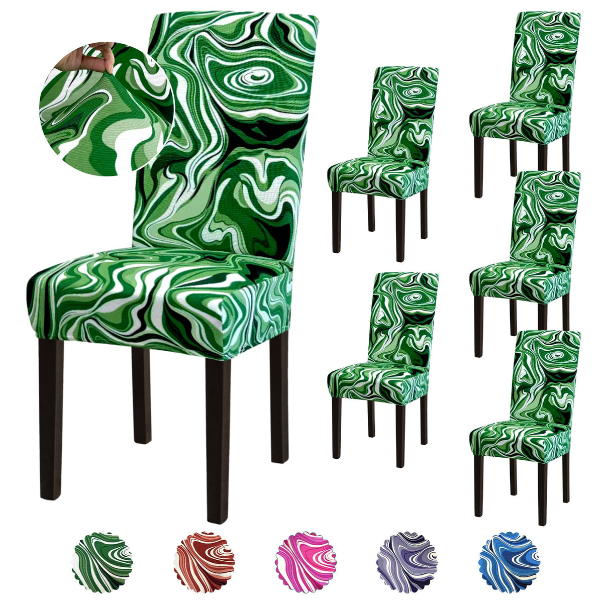 Stretch Dining Room Chair Covers Set of 6, Removable Washable Chair Covers for Dining Chairs,Dining Room, Hotel, Ceremony