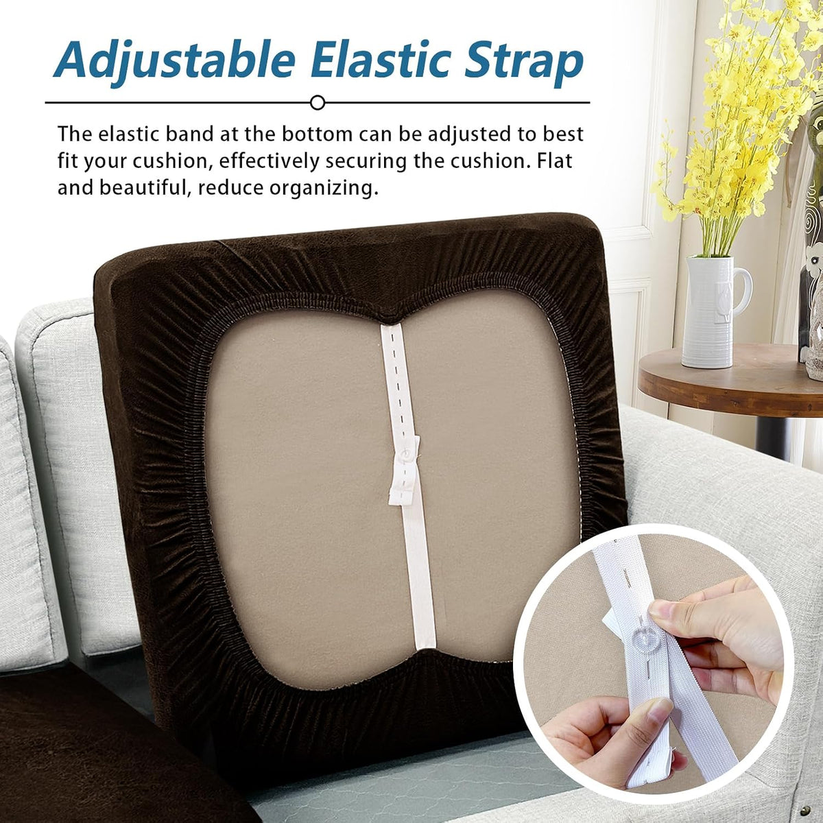 Loveseat Cushion Covers Leather-Look 2PC Stretch Love Seat Slipcover Sets for Living Room Individual Couch Seat Protector, Pet-Friendly, Non-Slip, Easy Fit - Coffee
