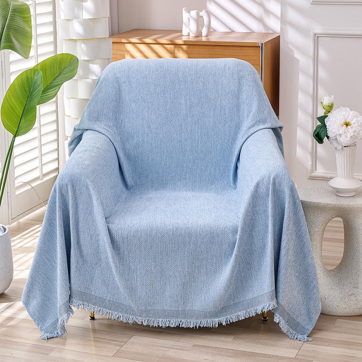 Erke Loveseat Cover Sheet Blanket, Machine Washable Non Slip Chenille Cushion Slipcover for Pets, 2-Seater Love seat Sofa Bed Chair Slip Covers Furniture Decor Protector