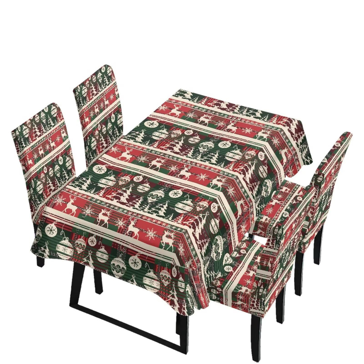 Dining Chair Covers and Dining Table Cloth Christmas Decor