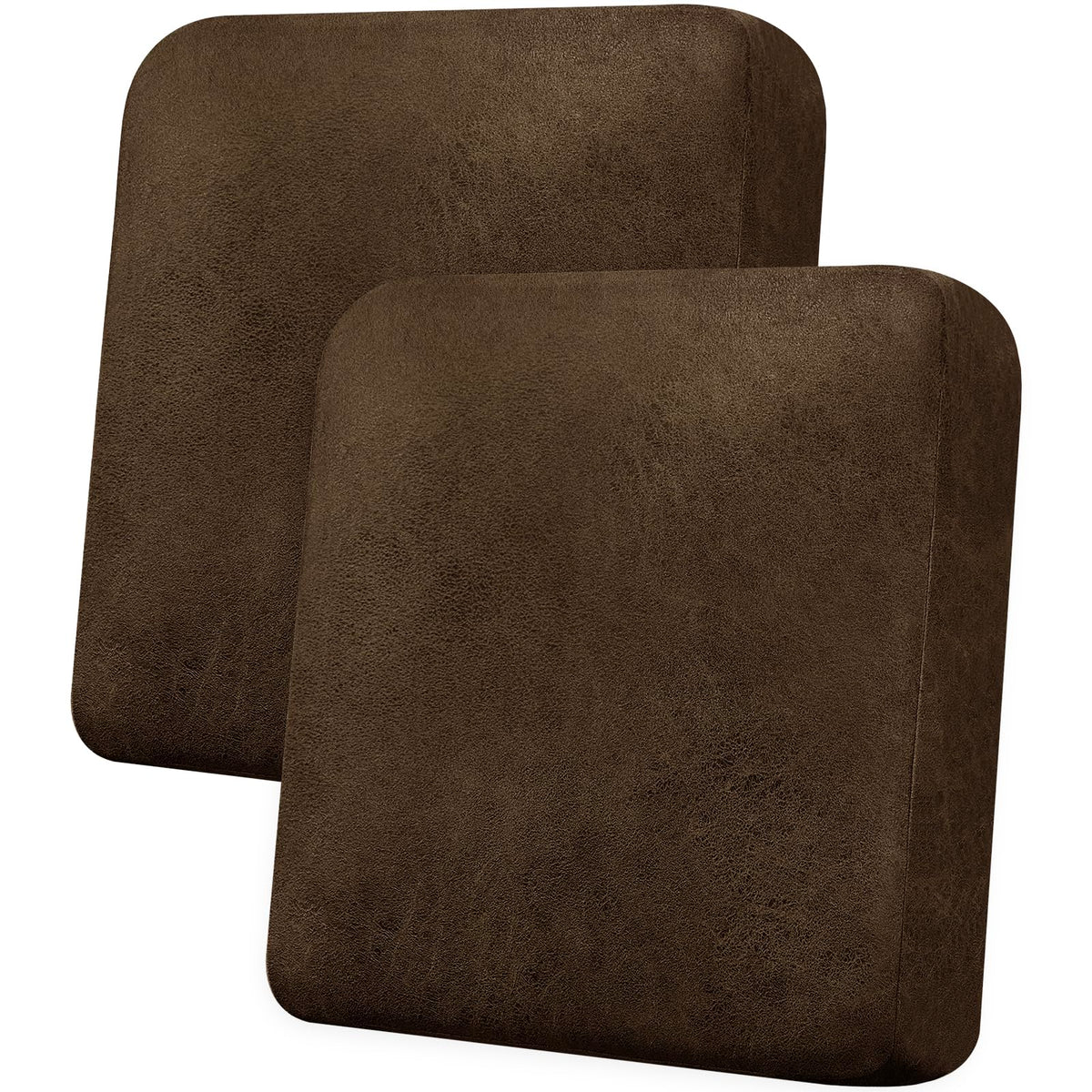 Loveseat Cushion Covers Leather-Look 2PC Stretch Love Seat Slipcover Sets for Living Room Individual Couch Seat Protector, Pet-Friendly, Non-Slip, Easy Fit - Coffee