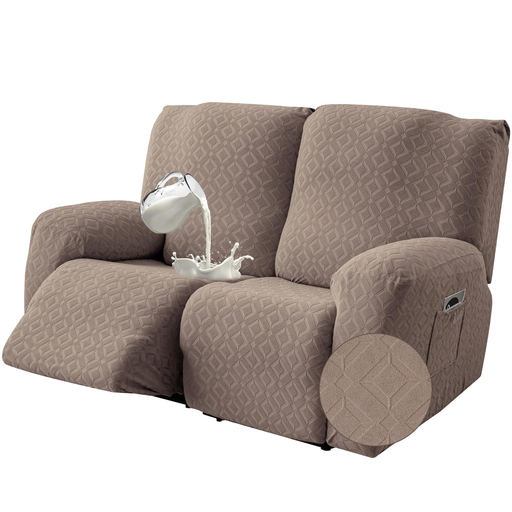 Genina Waterproof Recliner Loveseat Cover,2 Seat with Console,Dark Gray