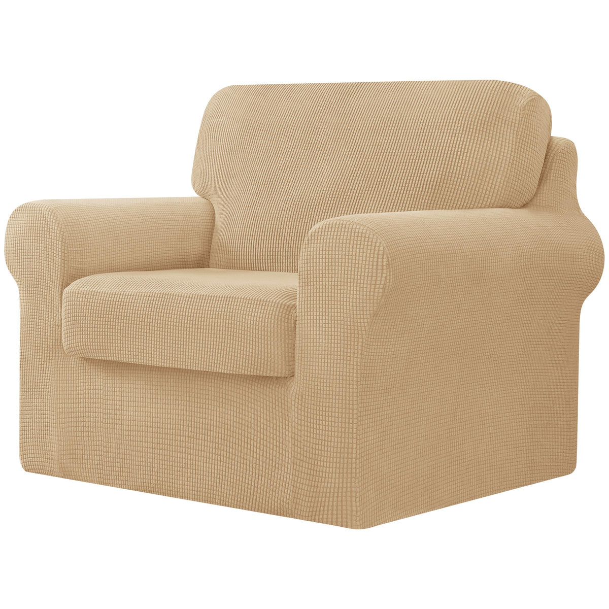 CHUN YI 5 Piece Stretch Couch Covers for Sofa, Loveseat, Khaki