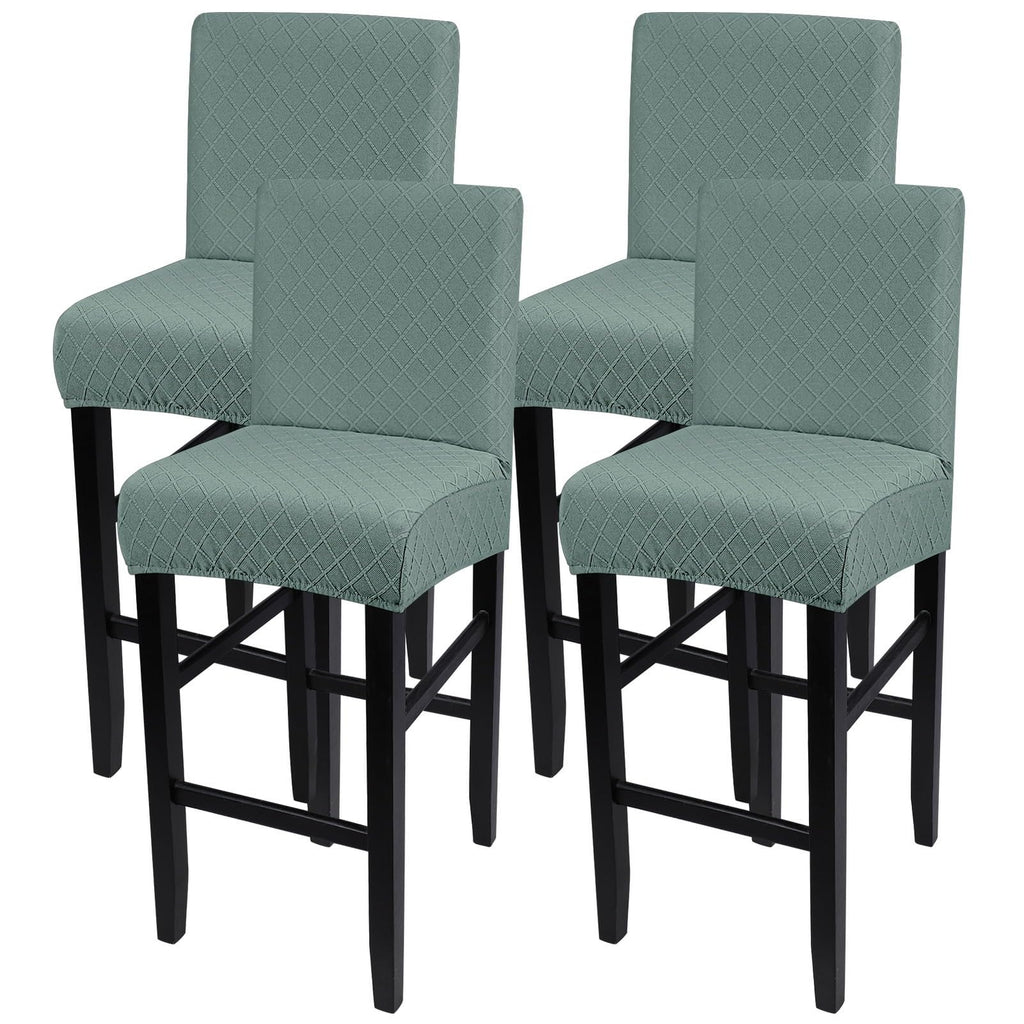 SearchI Bar Stool Covers Set of 4, Stretch Washable Barstool Seat Covers, Counter Height Chair Covers for Kitchen Dining Room Cafe (Beige Linen-Look Print)