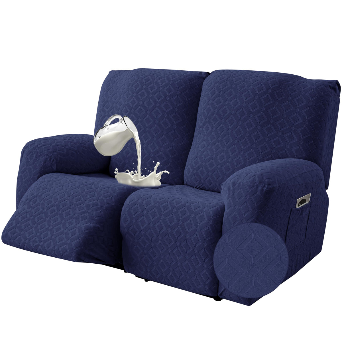 Genina Waterproof Recliner Loveseat Cover,2 Seat with Console,Dark Gray