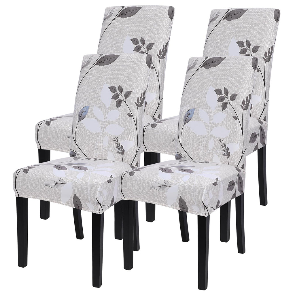 SearchI Chair Covers Slipcovers Set of 4, Spandex Super Fit Stretch Removable Washable Kitchen Parsons Protector for Dining Room,Hotel,Ceremony,Beige+Flowers