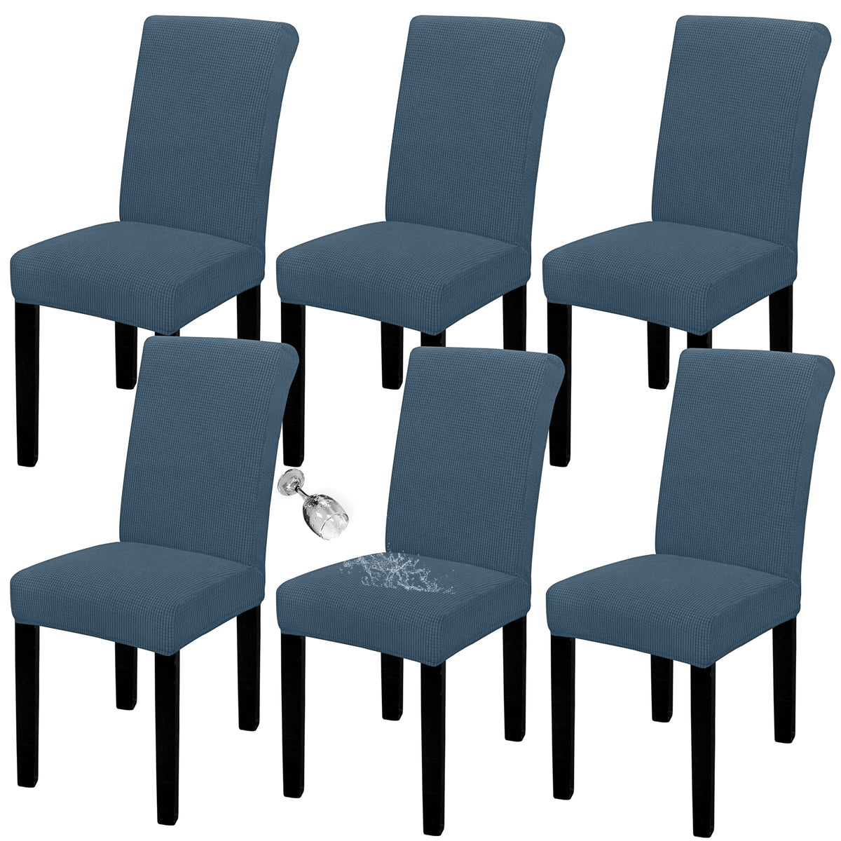 Easy-Going 100% Waterproof Dining Room Chair Covers Set of 6, Large