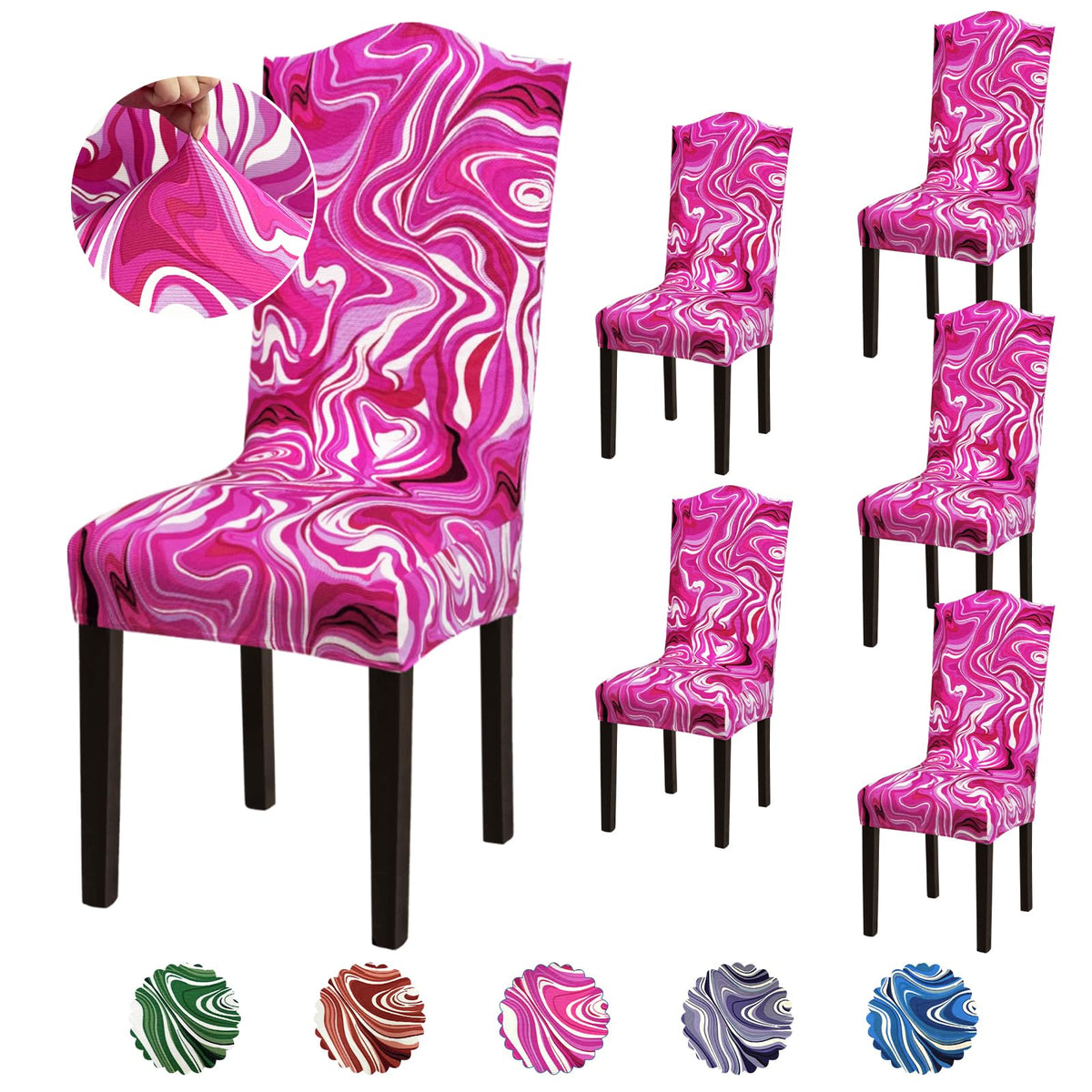 Stretch Dining Room Chair Covers Set of 6, Removable Washable Chair Covers for Dining Chairs,Dining Room, Hotel, Ceremony