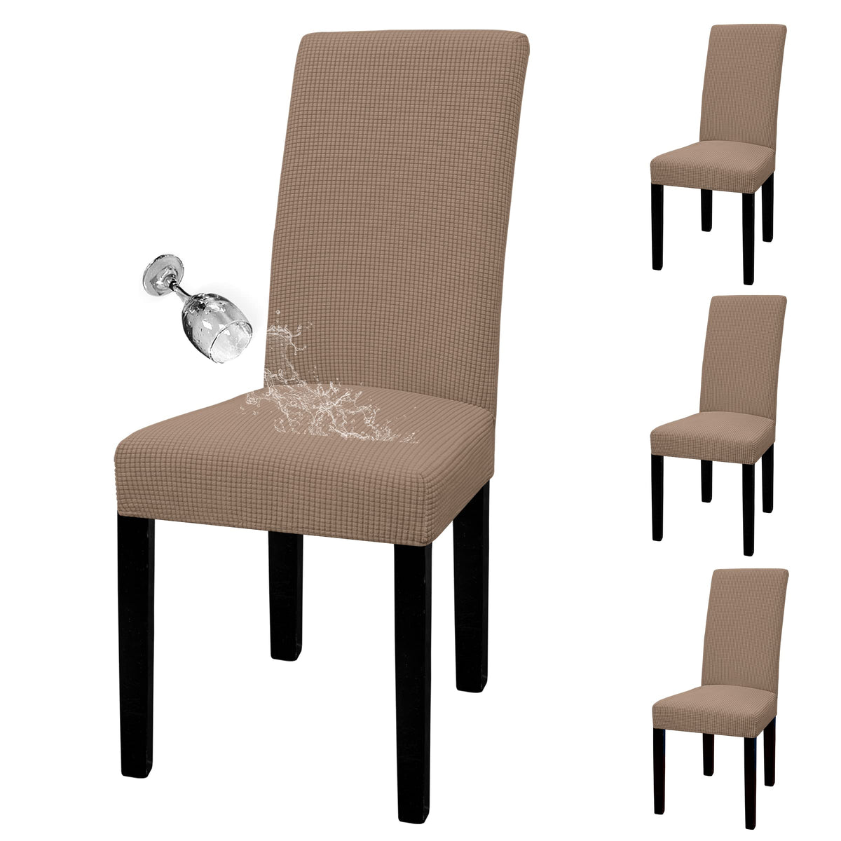 Easy-Going 100% Waterproof Dining Room Chair Covers Set of 6, Large