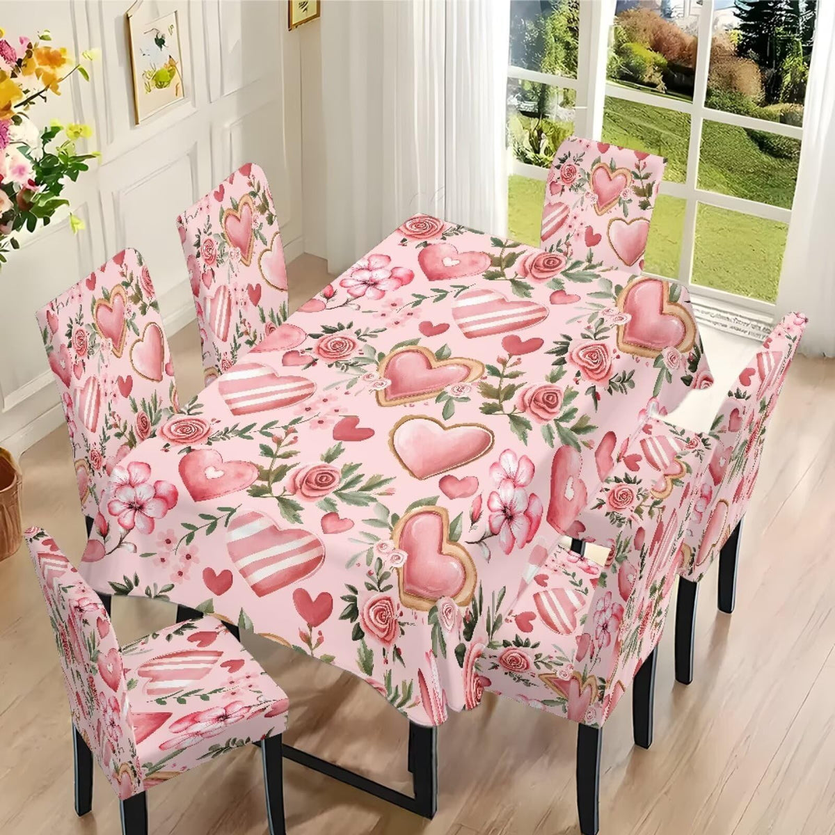 ZDCUSTOM St Patricks Day Table Cloth and Chair Cover Set of 4 Light Green Tablecloths Rectangular Clover Chair Covers for Dining Chairs Stain Resistant Decoration