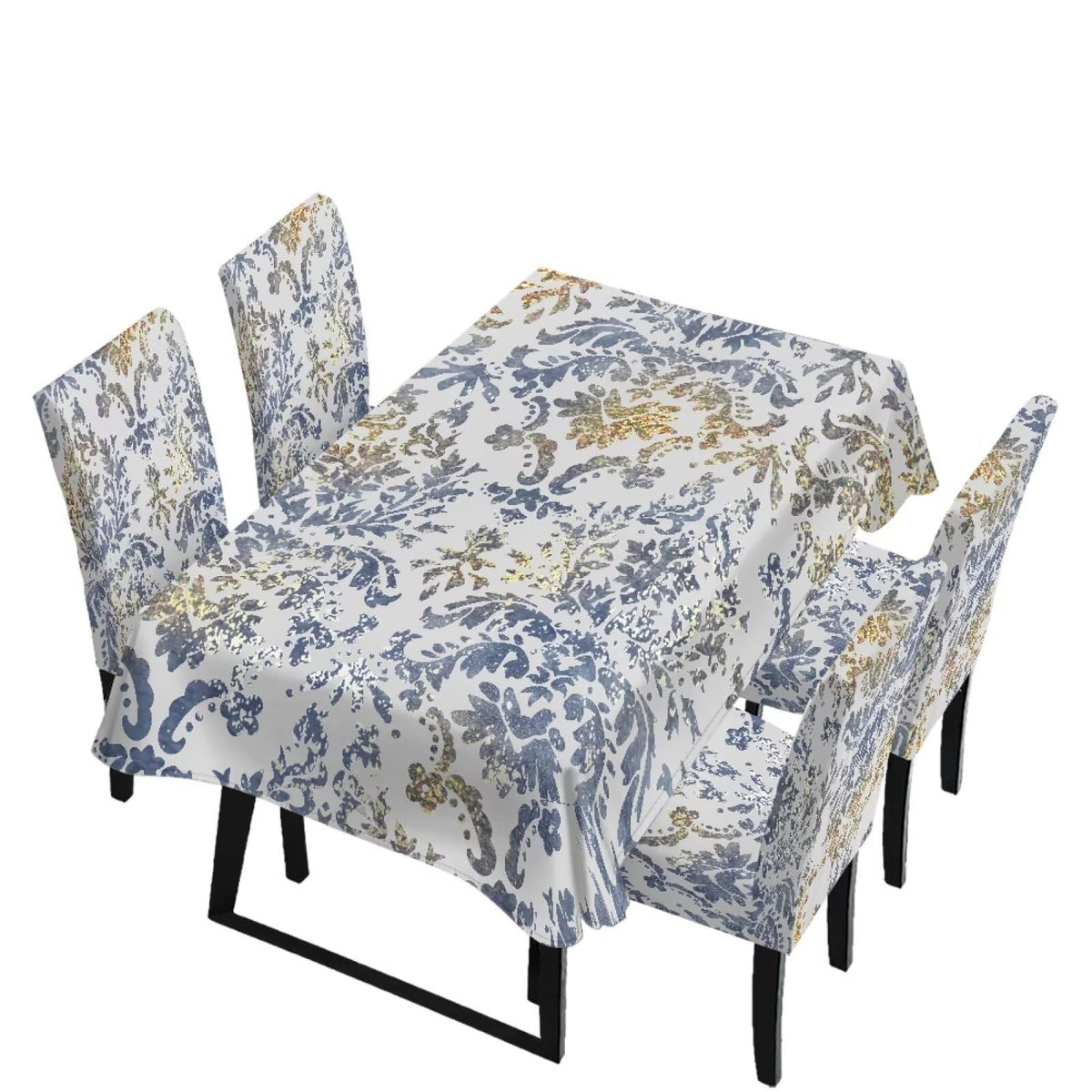 Thanksgiving Themed Dining Room Chair Cover and Tablecloths 5 Packs, Fall Leaf Print Kitchen Chair Seat Slipcovers Anti-Wrinkle Table Protector for Thanksgiving Day Party