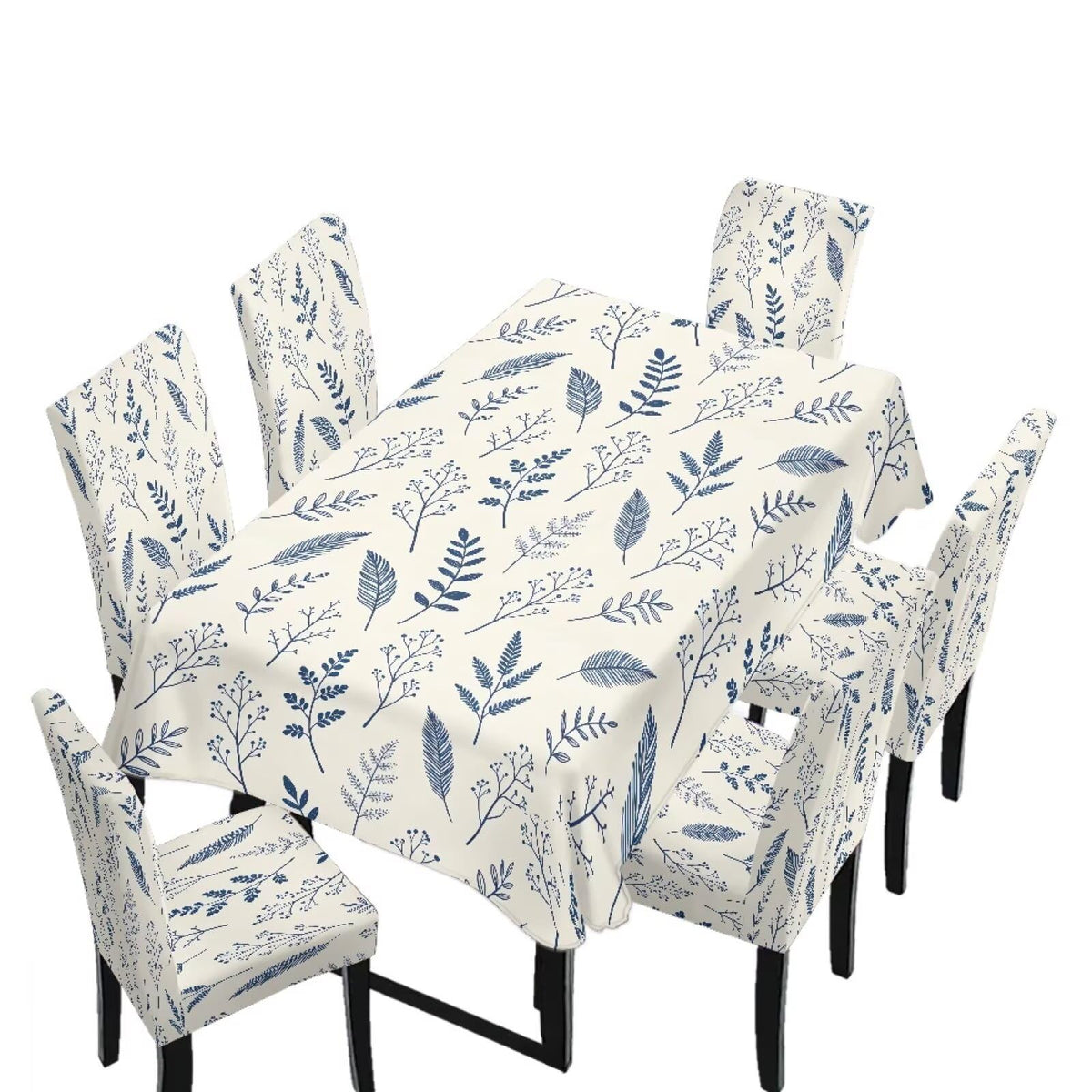 Light Grey 7 Pcs Tablecloth and Chair Covers Set Removable Chair Covers Set of 6 with Table Cover for Dining Room Washable Furniture Protector for Family Gathering Potluck