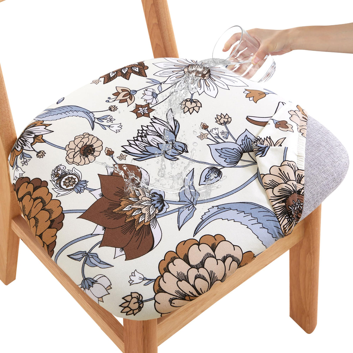 CRFATOP Waterproof Dining Chair Seat Cover Set of 6 Cushion Cover,L,Green