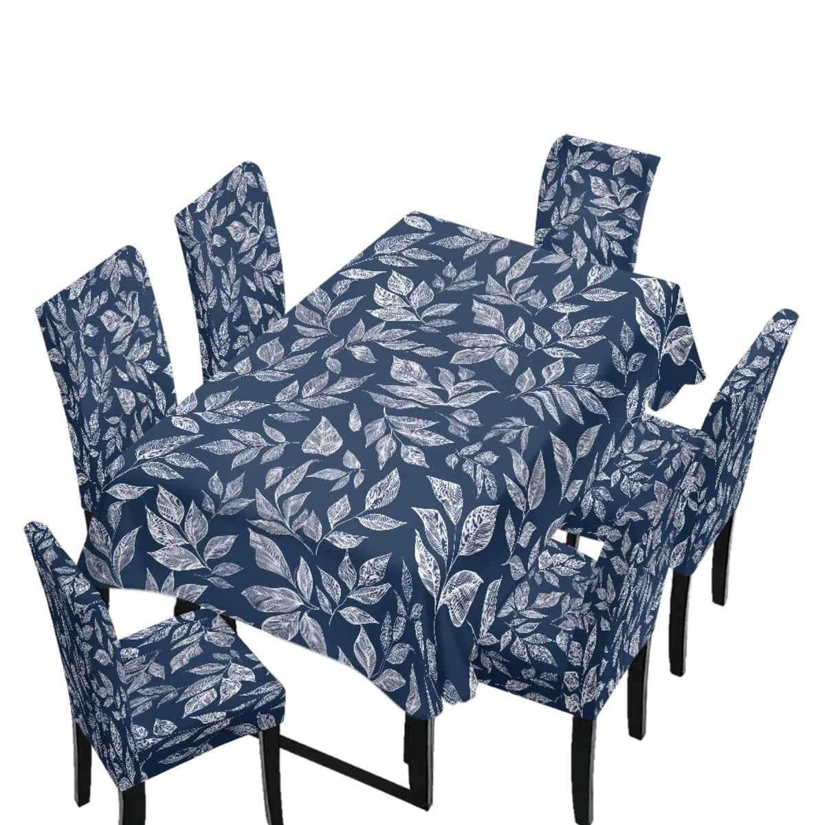 Table Cloth and Dining Chair Covers Set of 5, Kitchen Chair Slipcovers Rectangle Table Cover, Removable Anti-dust Tablecloths Stain Resistant Soft Hotel Decor, Retro Geometry Flower