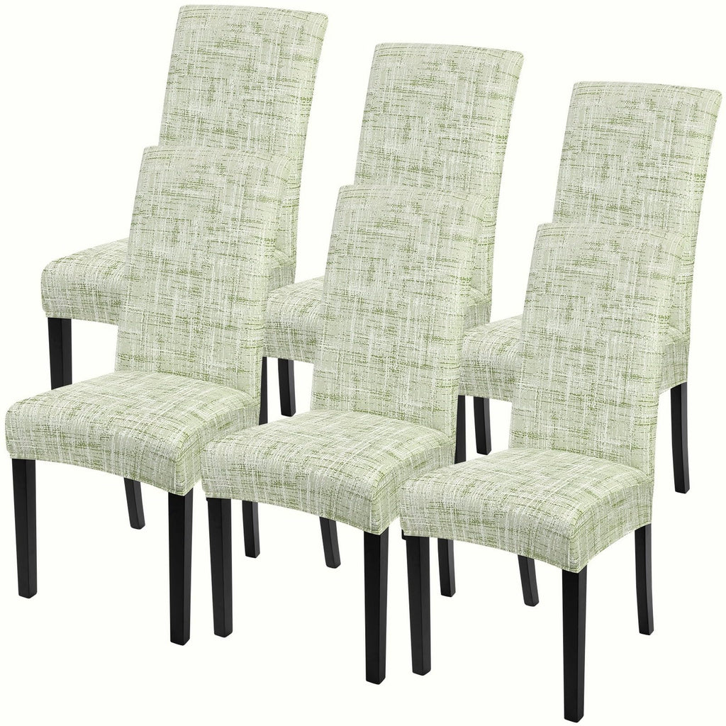 SearchI Dining Room Chair Covers Set of 6, Stretch Jacquard Parsons Chair Slipcovers Super Fit Removable Washable Kitchen Chair Protector Cover for Dining Room, Hotel, Ceremony (Beige Rhombus)