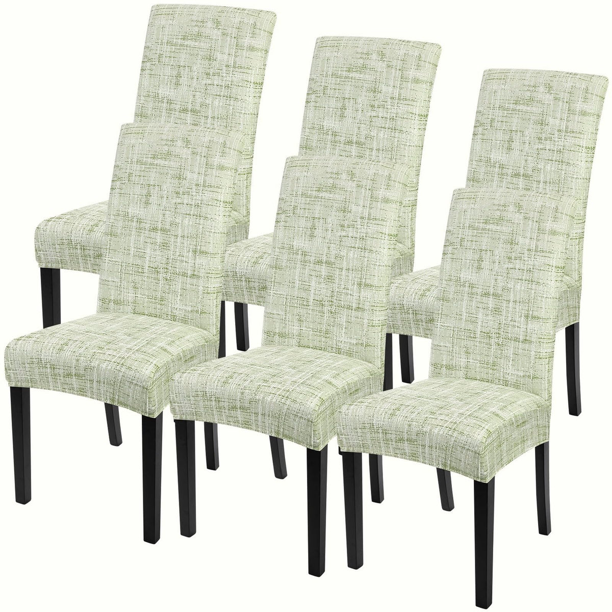 SearchI Dining Room Chair Covers Set of 6, Stretch Jacquard Parsons Chair Slipcovers Super Fit Removable Washable Kitchen Chair Protector Cover for Dining Room, Hotel, Ceremony (Beige Rhombus)
