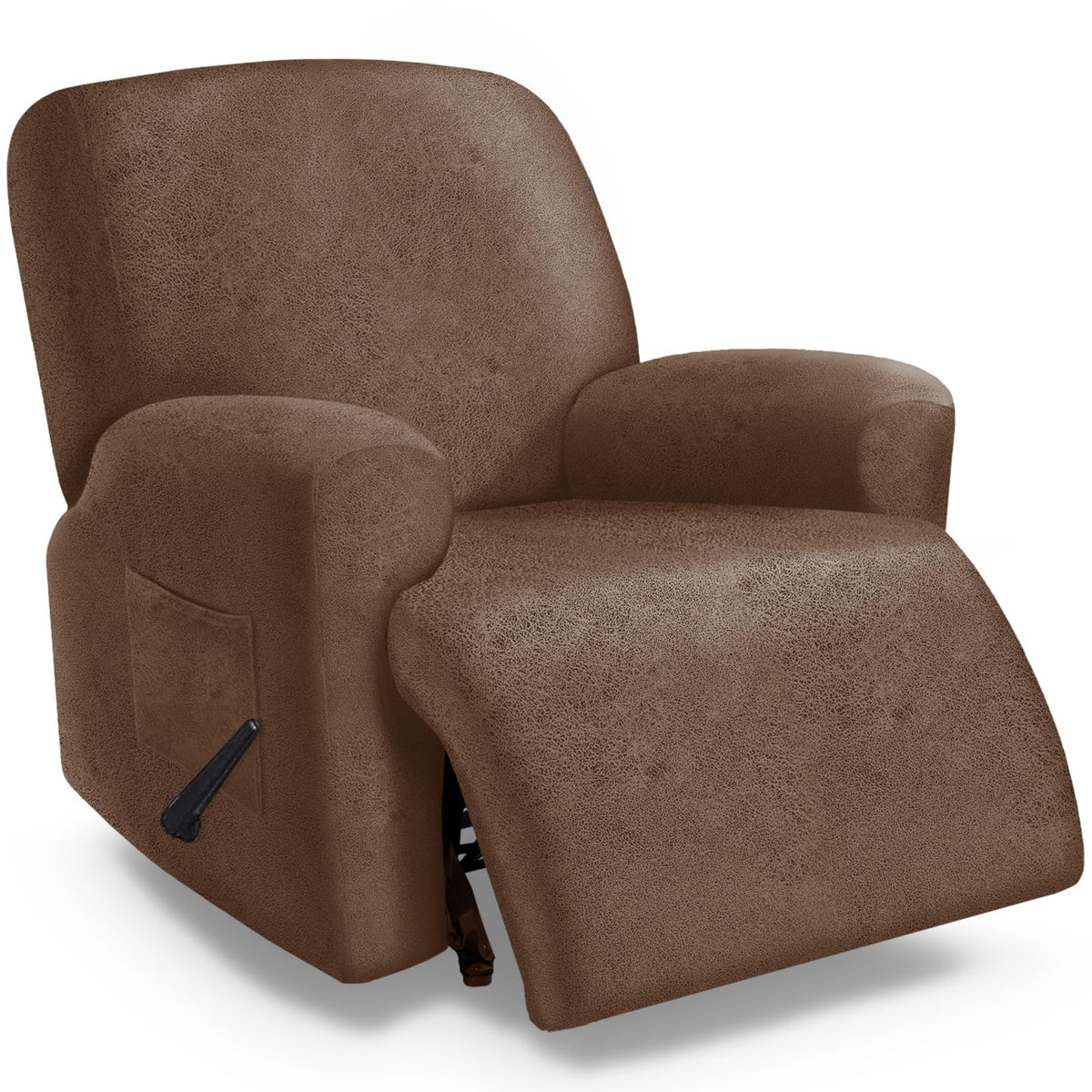molasofa Leather Like Additional Recliner Console Cover for Reclining Loveseat Covers Stretch Jacquard Middle Consolefor Recliner Couch(Dark Brown)
