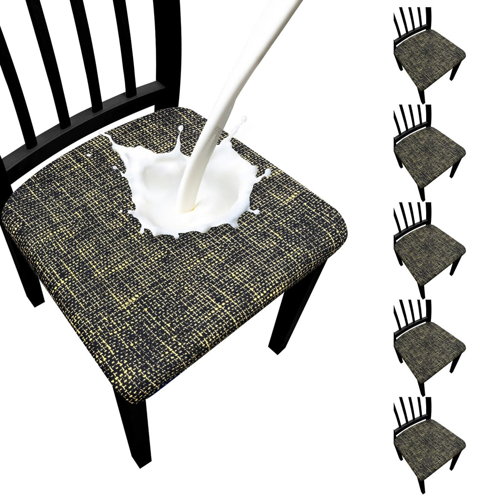 Waterproof Dining Chair Seat Covers Set of 6, Stretch Removable Dining Room Seat Covers for Dining Chairs, Kitchen, Hotel, Party