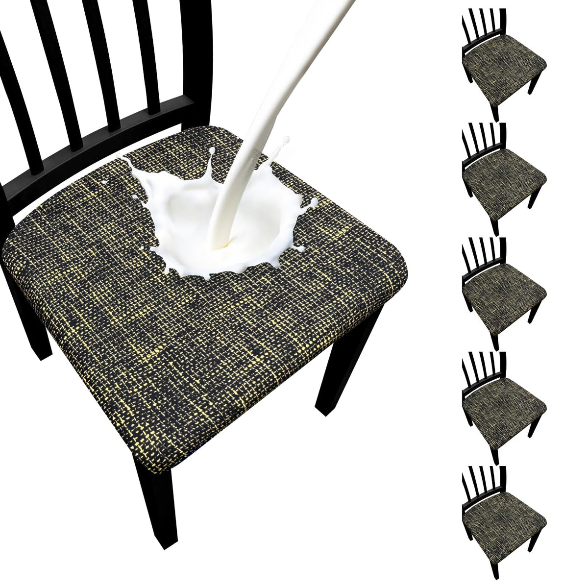 Waterproof Dining Chair Seat Covers Set of 6, Stretch Removable Dining Room Seat Covers for Dining Chairs, Kitchen, Hotel, Party