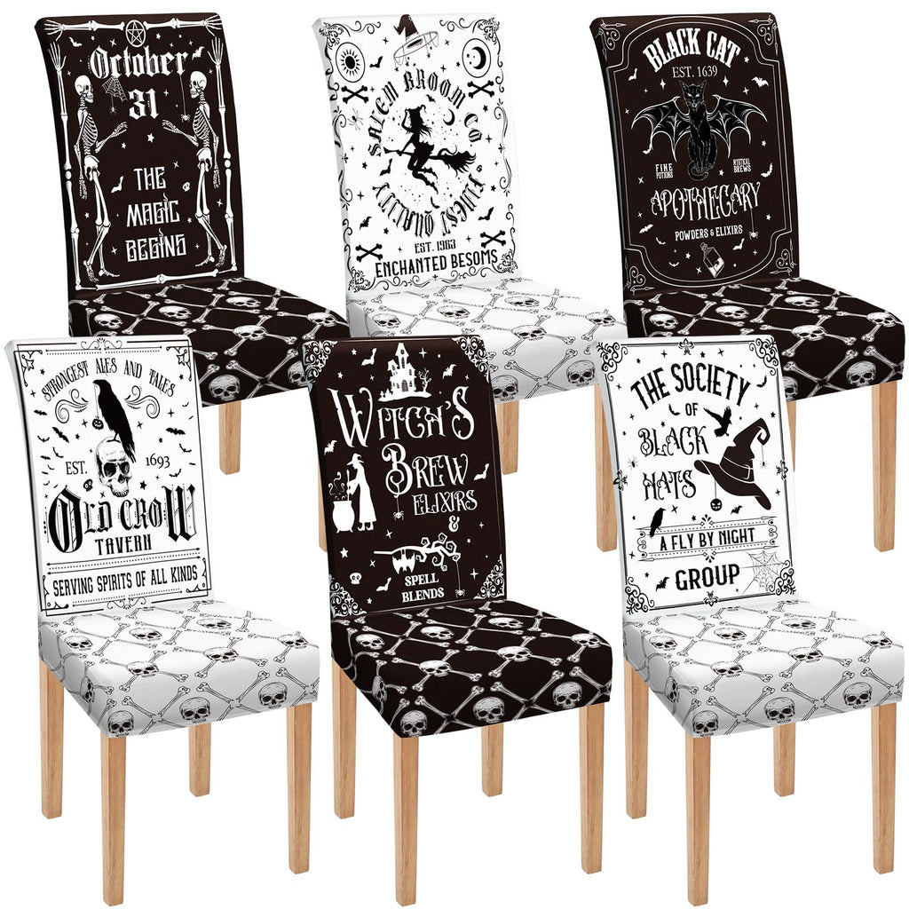 Moukeren 6 Pcs Halloween Chair Covers Scary Dining Chair Slipcovers
