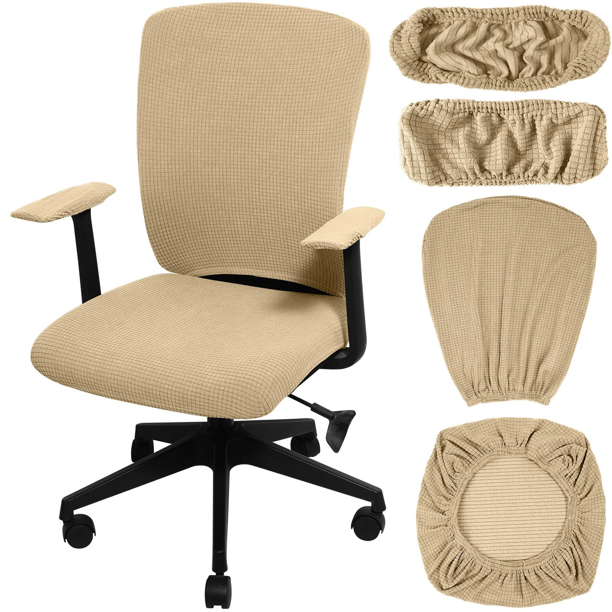 Tallew 4 Pcs Office Chair Covers Stretchable Armrest Seat,XL,Pea Green