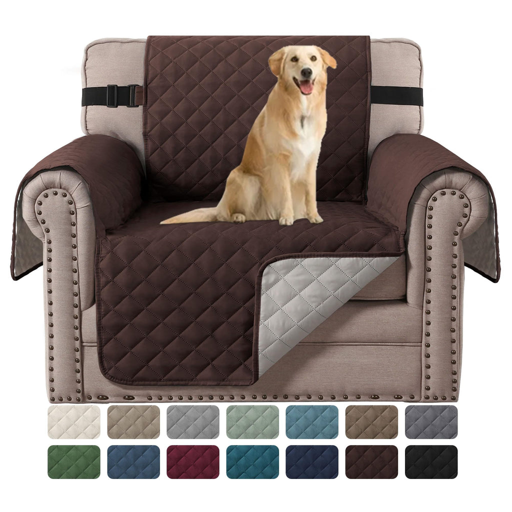 H.VERSAILTEX Reversible Couch Cover for 2 Cushion Couch Water Resistant Loveseat Washable Furniture Cover with Non-Slip Elastic Strap for Dogs, Pets, Kids(Oversized Loveseat, Charcoal Grey)