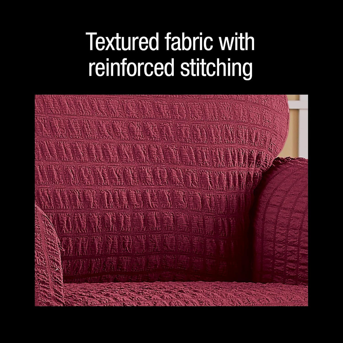 Collections Etc Textured Squares Ruffled Slipcover Taupe Loveseat