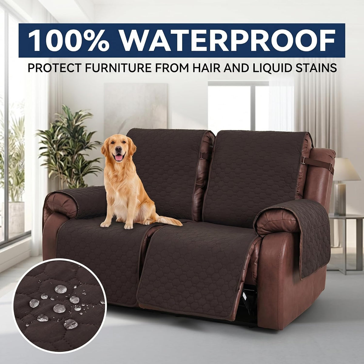 2 Seater Loveseat Recliner Covers, Chocolate