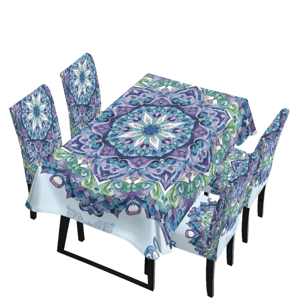 Fall Pumpkin Rectangular Table Cloth & Dining Chair Covers Set of 7, Stain Resistant Wipeable Chair Protectors for Farmhouse Rustic Home Kitchen Party Decor