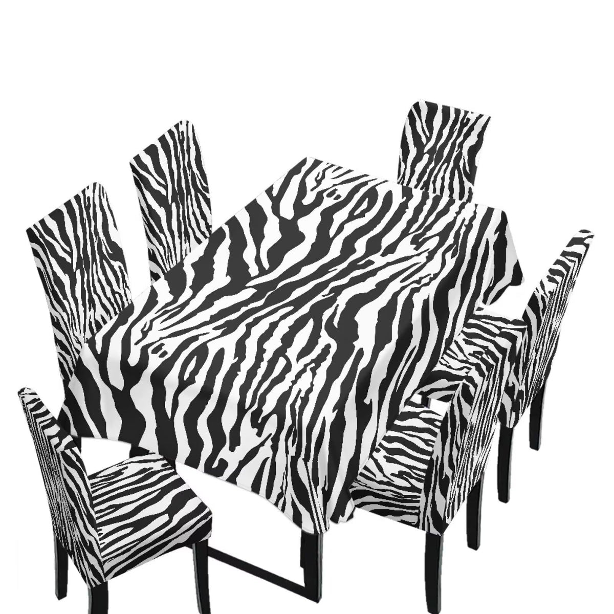 Palm Leaves Rectangular Table Cloth & Dining Chair Covers Set of 5, Stain Resistant Wipeable Chair Protectors for Farmhouse Rustic Home Kitchen Party Decor