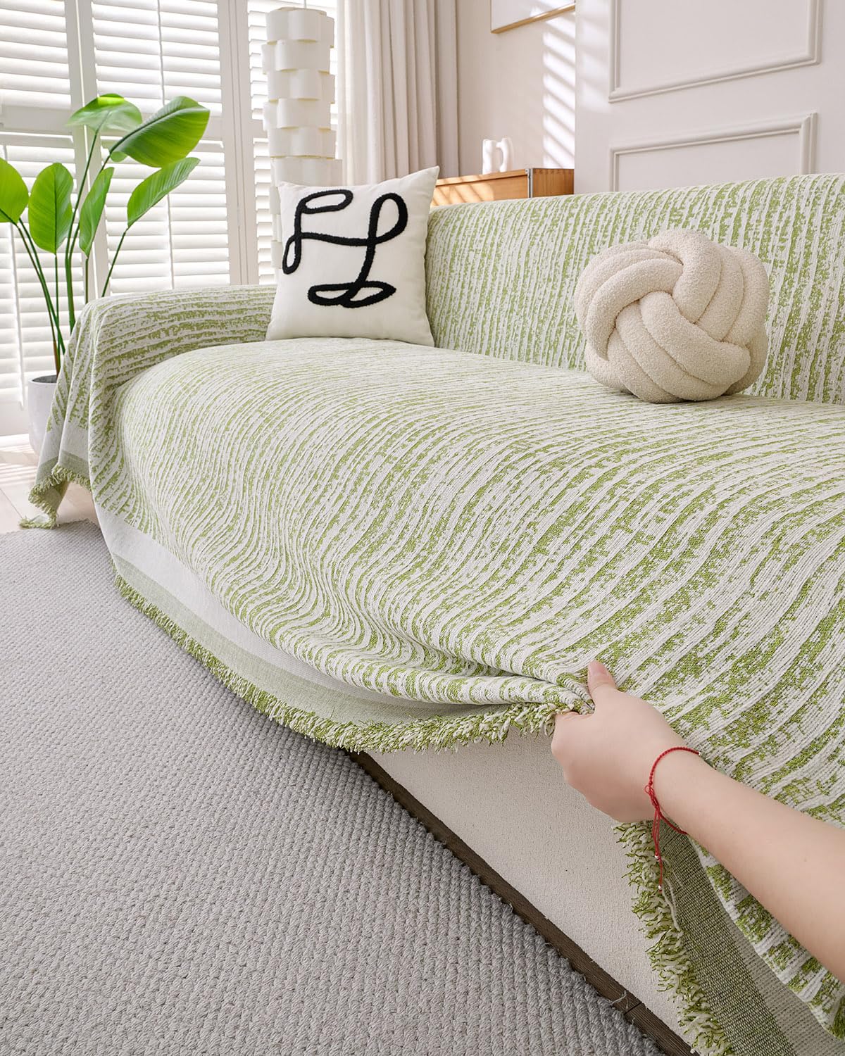 Erke Loveseat Cover Sheet Blanket, Machine Washable Non Slip Chenille Cushion Slipcover for Pets, 2-Seater Love seat Sofa Bed Chair Slip Covers Furniture Decor Protector