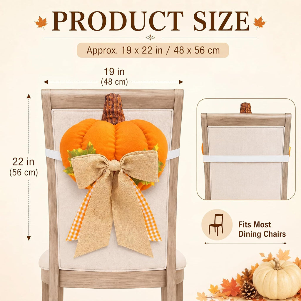 Honeydak 3D Fall Chair Covers Set of 4 Pumpkin Chair Back Covers