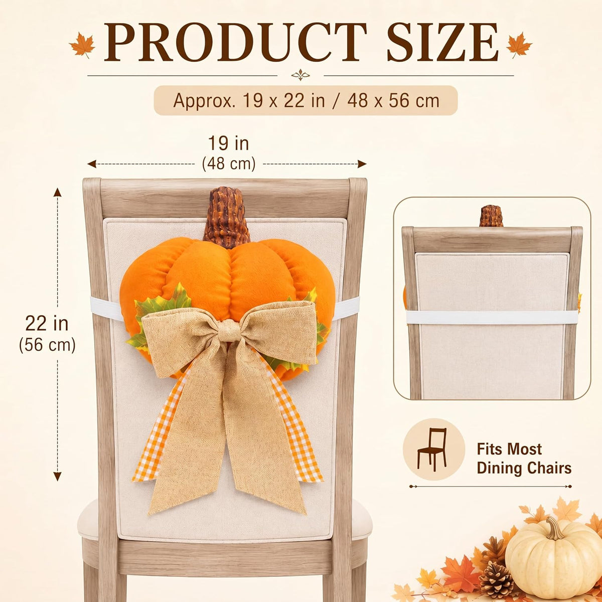 Honeydak 3D Fall Chair Covers Set of 4 Pumpkin Chair Back Covers