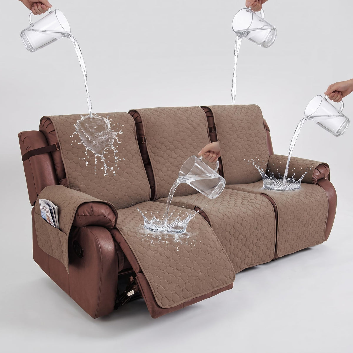 2 Seater Loveseat Recliner Covers, Chocolate