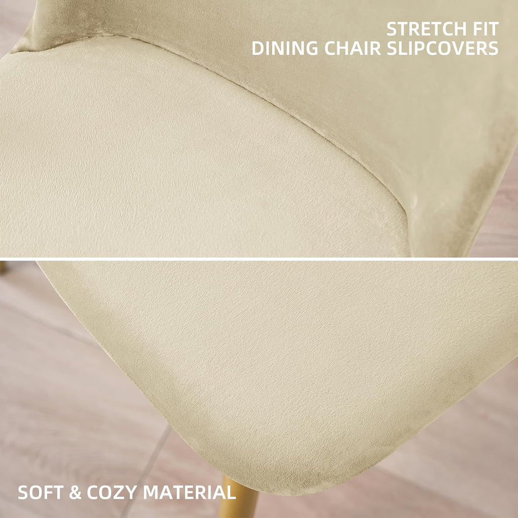 Gollense Curved Back Chair Covers for Dining Room, Mid Century Modern Chair Slipcovers, Semi Circle Back Chair Seat Protector for Kitchen Living Room (4, Beige)