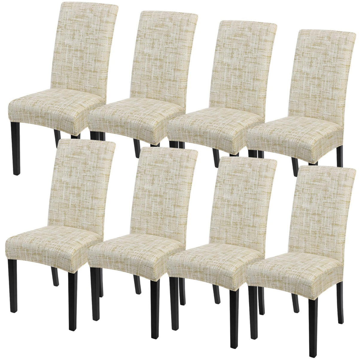 SearchI Dining Room Chair Covers Set of 6, Stretch Jacquard Parsons Chair Slipcovers Super Fit Removable Washable Kitchen Chair Protector Cover for Dining Room, Hotel, Ceremony (Beige Rhombus)