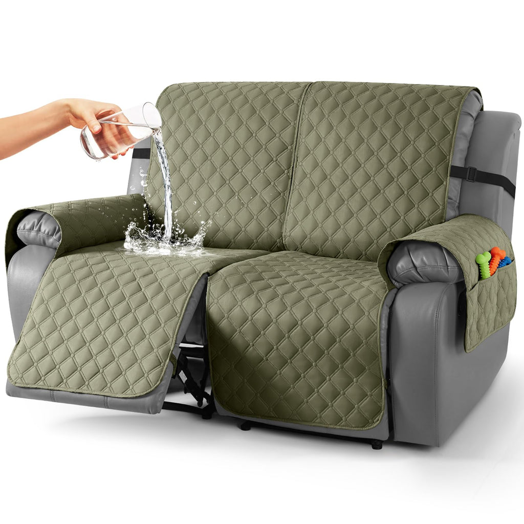 TAOCOCO 100% Waterproof Loveseat Recliner Covers Reversible, Charcoal Gray