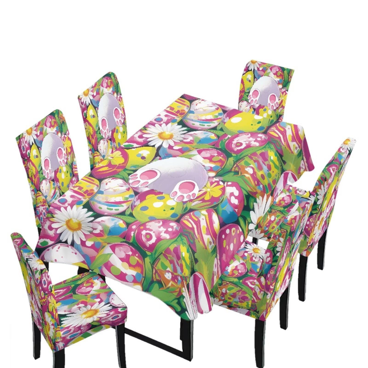 ZDCUSTOM Vintage Table Cloth and Chair Cover Set of 4 Sunflower Tablecloths Rectangular Elegant Chair Covers for Dining Chairs Stain Resistant Decoration