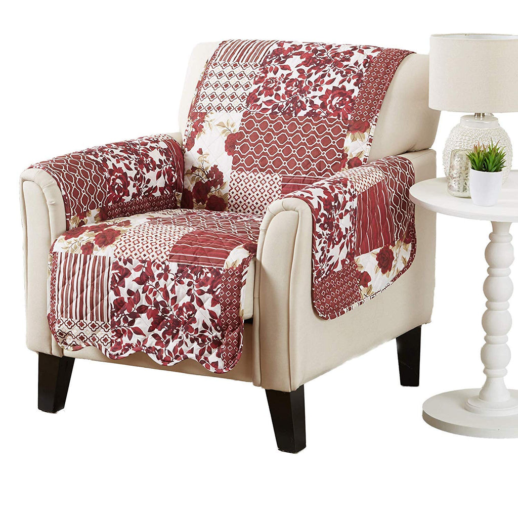 Great Bay Home Reversible Patchwork Sofa Cover - Washable Slipcover Furniture Protector with Elastic Straps - Perfect for Kids & Pets - Box-Stitched Detail (Taupe)