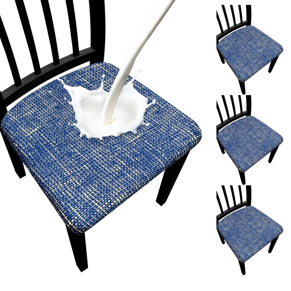 Waterproof Dining Chair Seat Covers Set of 6, Stretch Removable Dining Room Seat Covers for Dining Chairs, Kitchen, Hotel, Party
