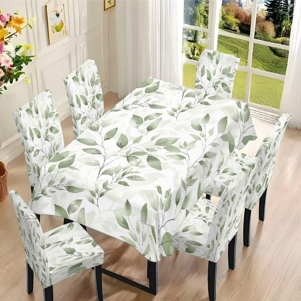 ZDCUSTOM St Patricks Day Table Cloth and Chair Cover Set of 4 Green Tablecloths Rectangular Festive Chair Covers for Dining Chairs St. Patrick’s Day Decoration