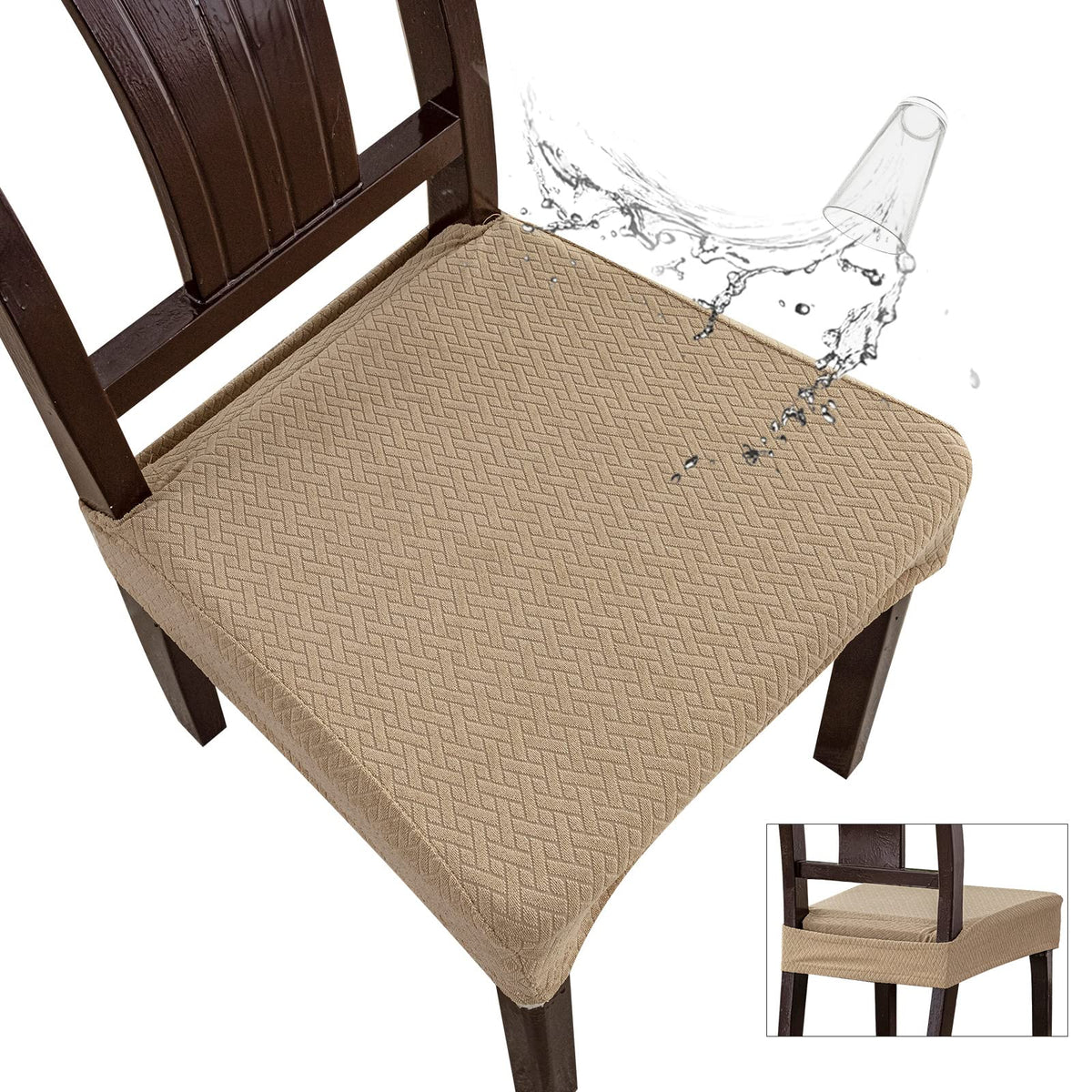 Genina Waterproof Seat Covers for Dining Room Chairs, Rear Covered