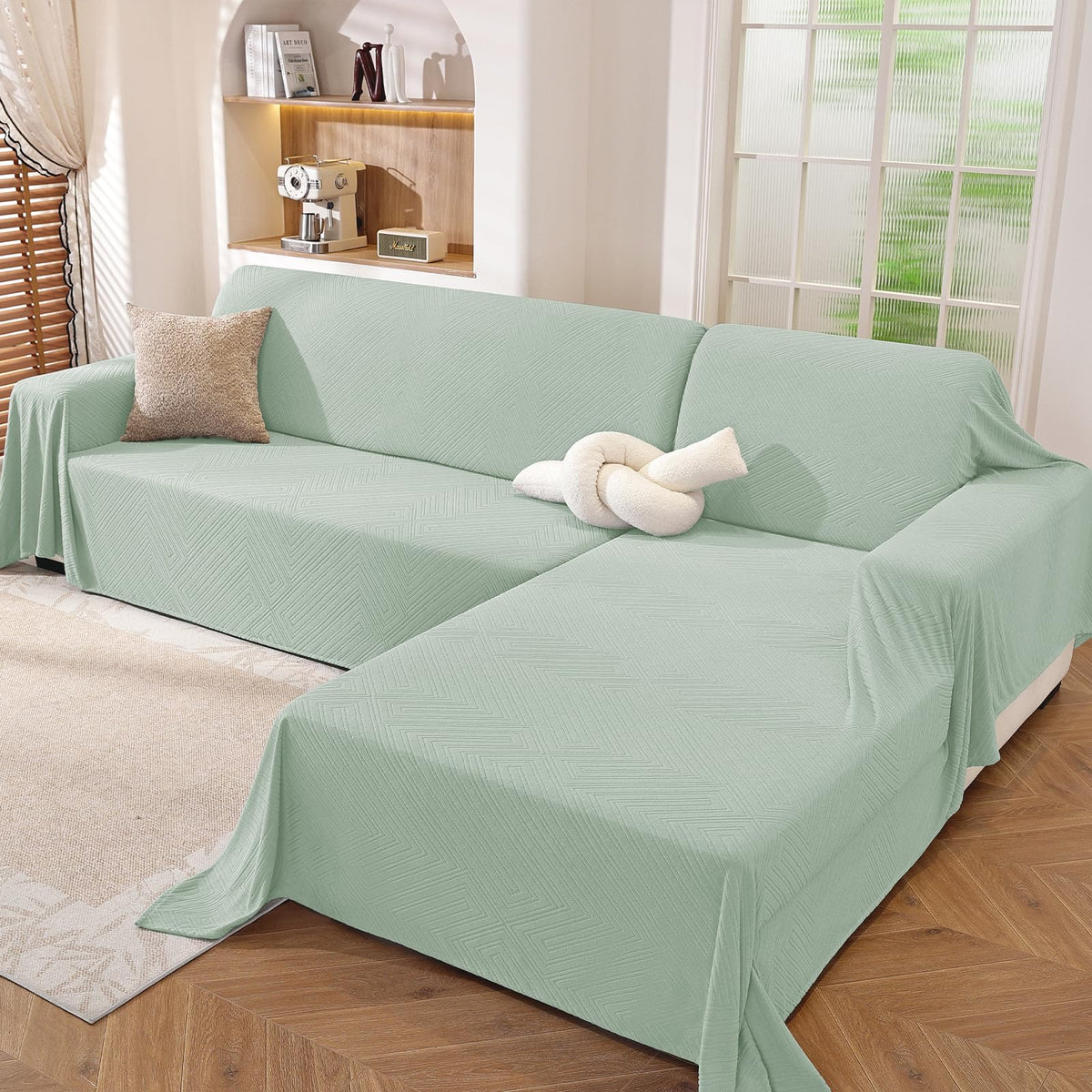 Couch Cover for Dogs, Loveseat 2 Cushion Sofa Cover, Light Grey