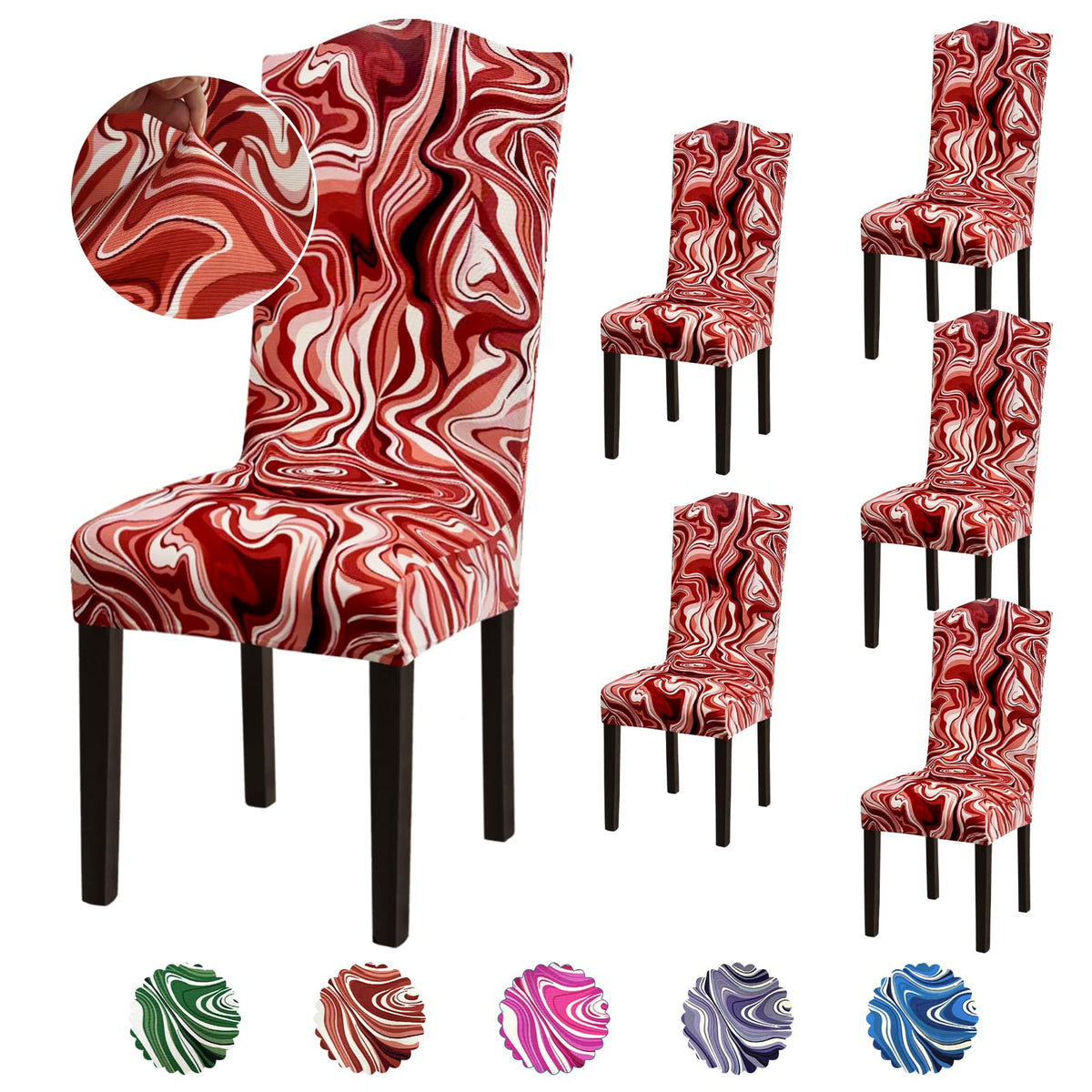 Stretch Dining Room Chair Covers Set of 6, Removable Washable Chair Covers for Dining Chairs,Dining Room, Hotel, Ceremony