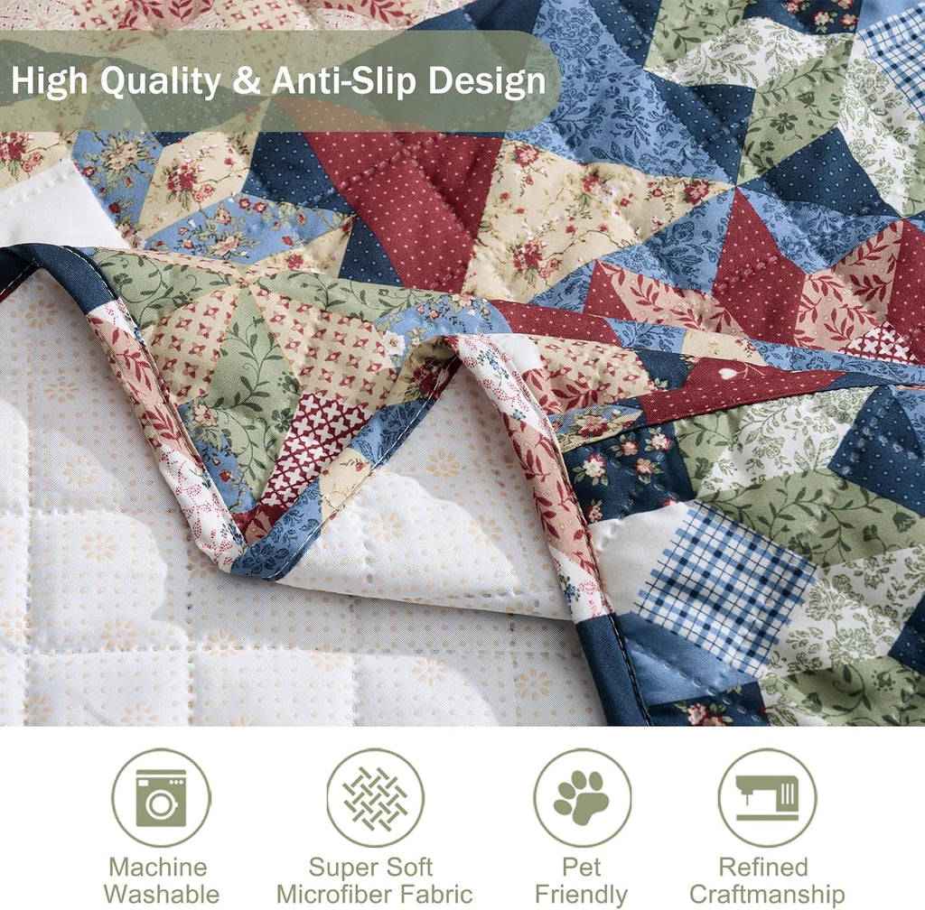 Patchwork Loveseat Covers for 2 Cushion Couch, Soft Quilted Couch Covers, Love Seat Couch Cover Pet Friendly for Sofa Couches, Washable Loveseat Slipcovers (Loveseat 48", Patchwork Red)