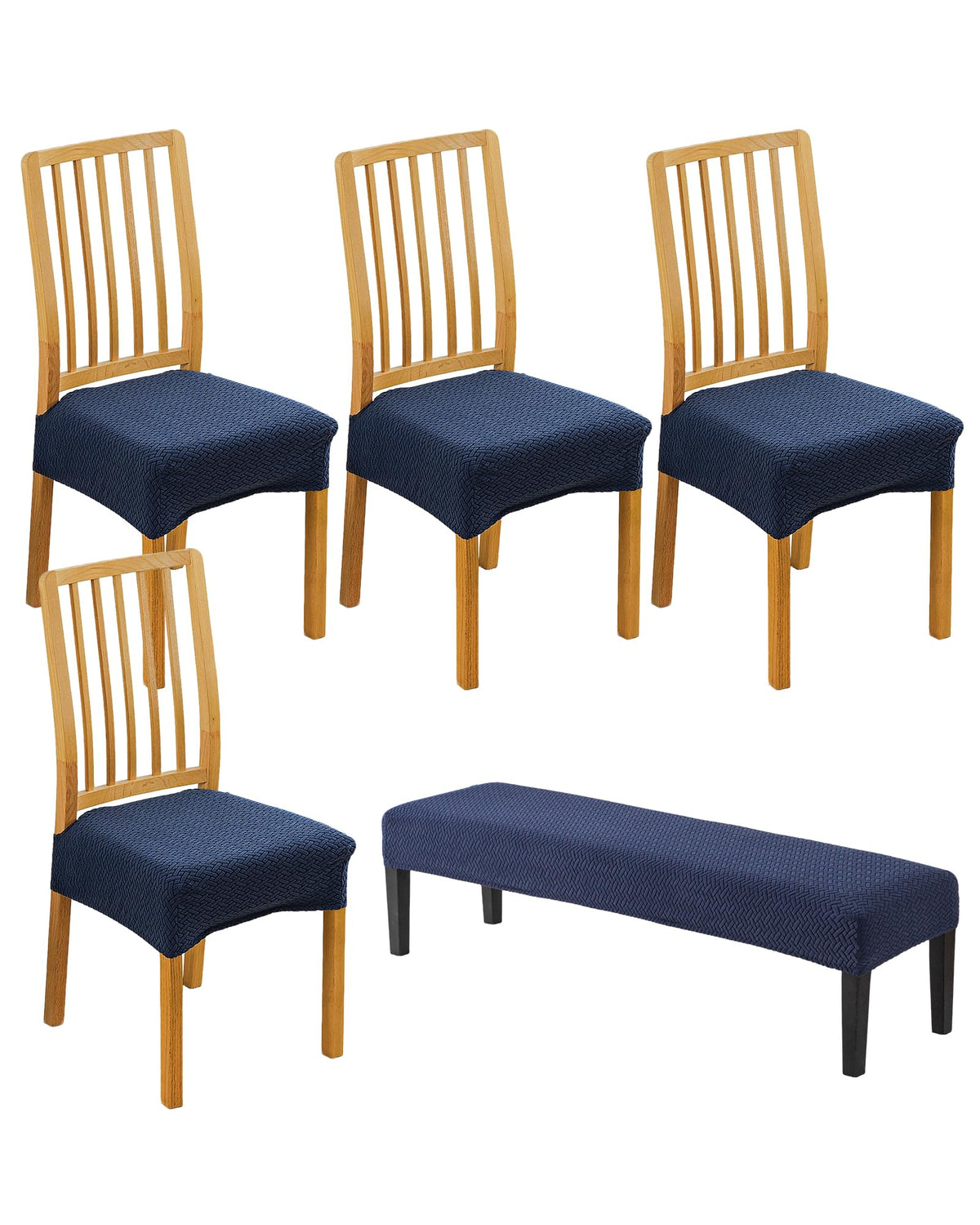 CRFATOP Dining Chair Seat Covers Set of 4 with Stretch Bench Slipcover,04