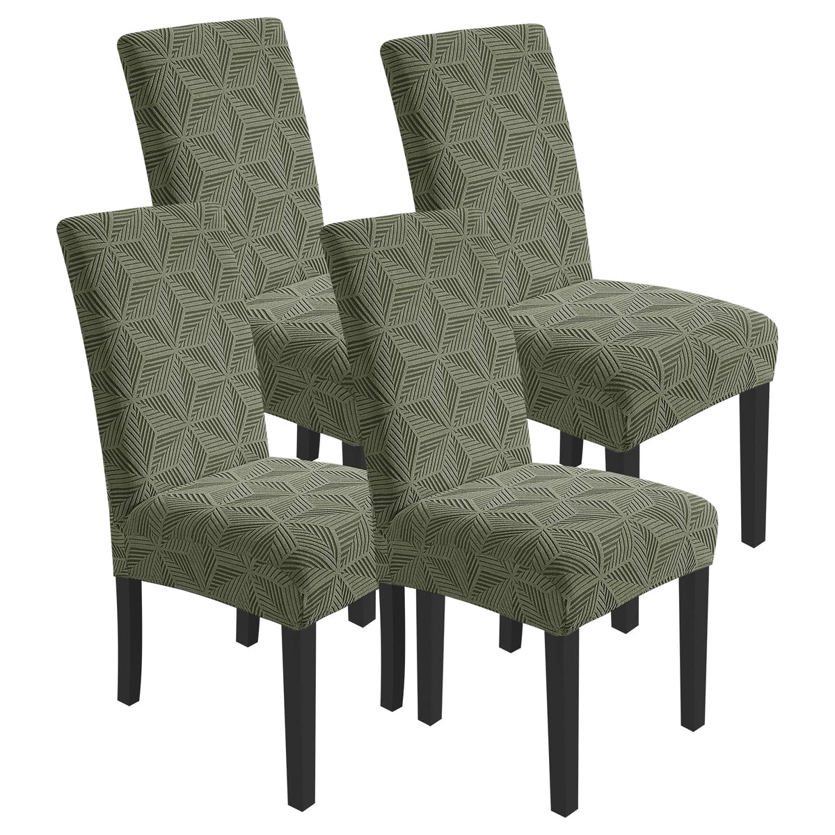 YEMYHOM 2 Packs Latest Checkered Dining Chair Slipcover Parsons Chair Furniture Protector Stretch Chair Covers for Dining Room, Restaurant, Kitchen, Party (Light Gray)