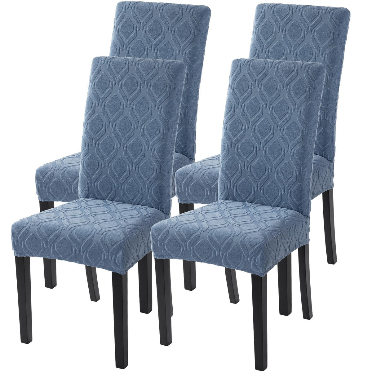 SearchI Dining Room Chair Covers Set of 6, Stretch Jacquard Parsons Chair Slipcovers Super Fit Removable Washable Kitchen Chair Protector Cover for Dining Room, Hotel, Ceremony (Beige Rhombus)